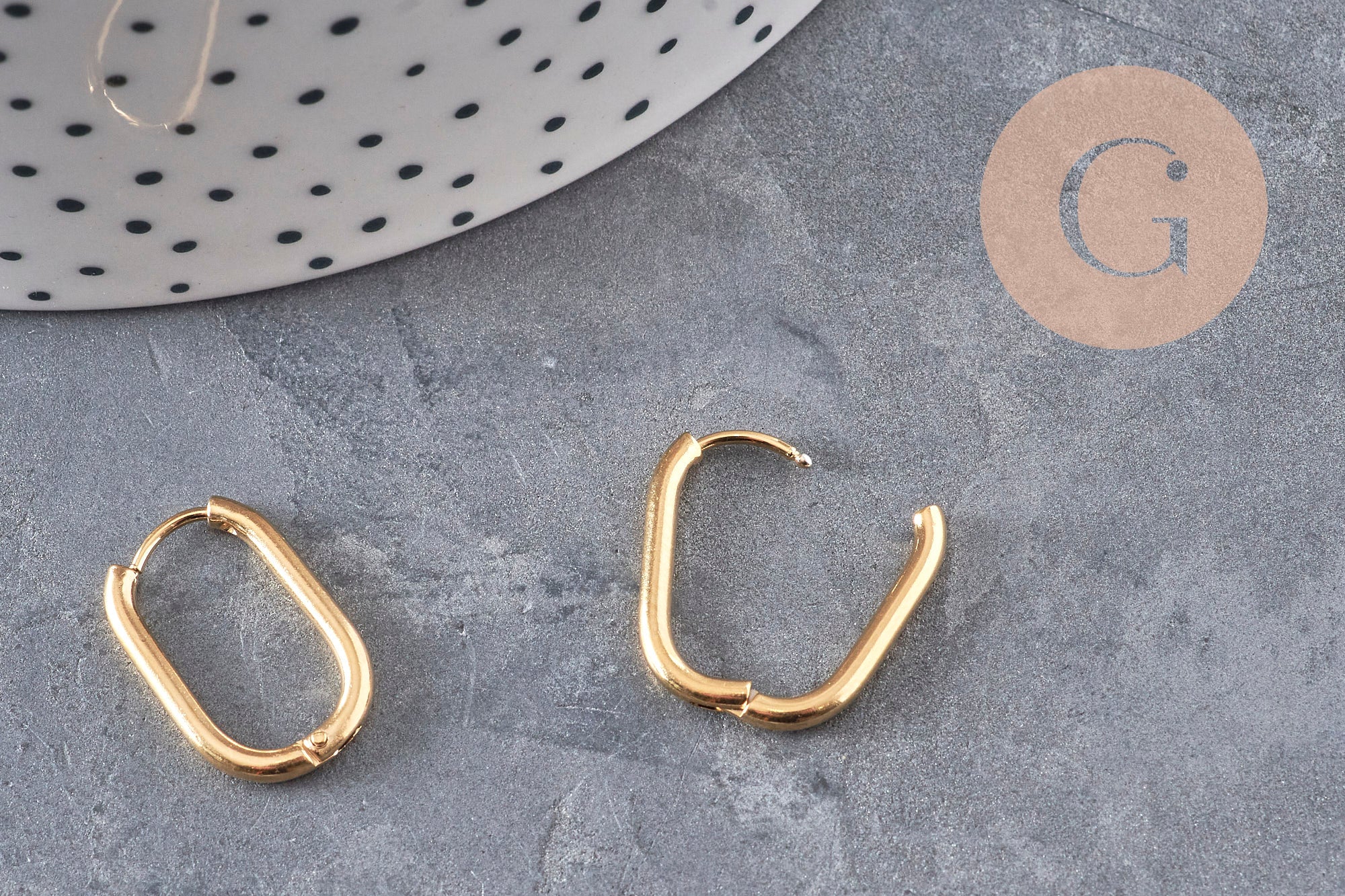 Boucles ovales créoles interchangeable acier 304 inoxydable doré IP 19mm, la paire (G11131)