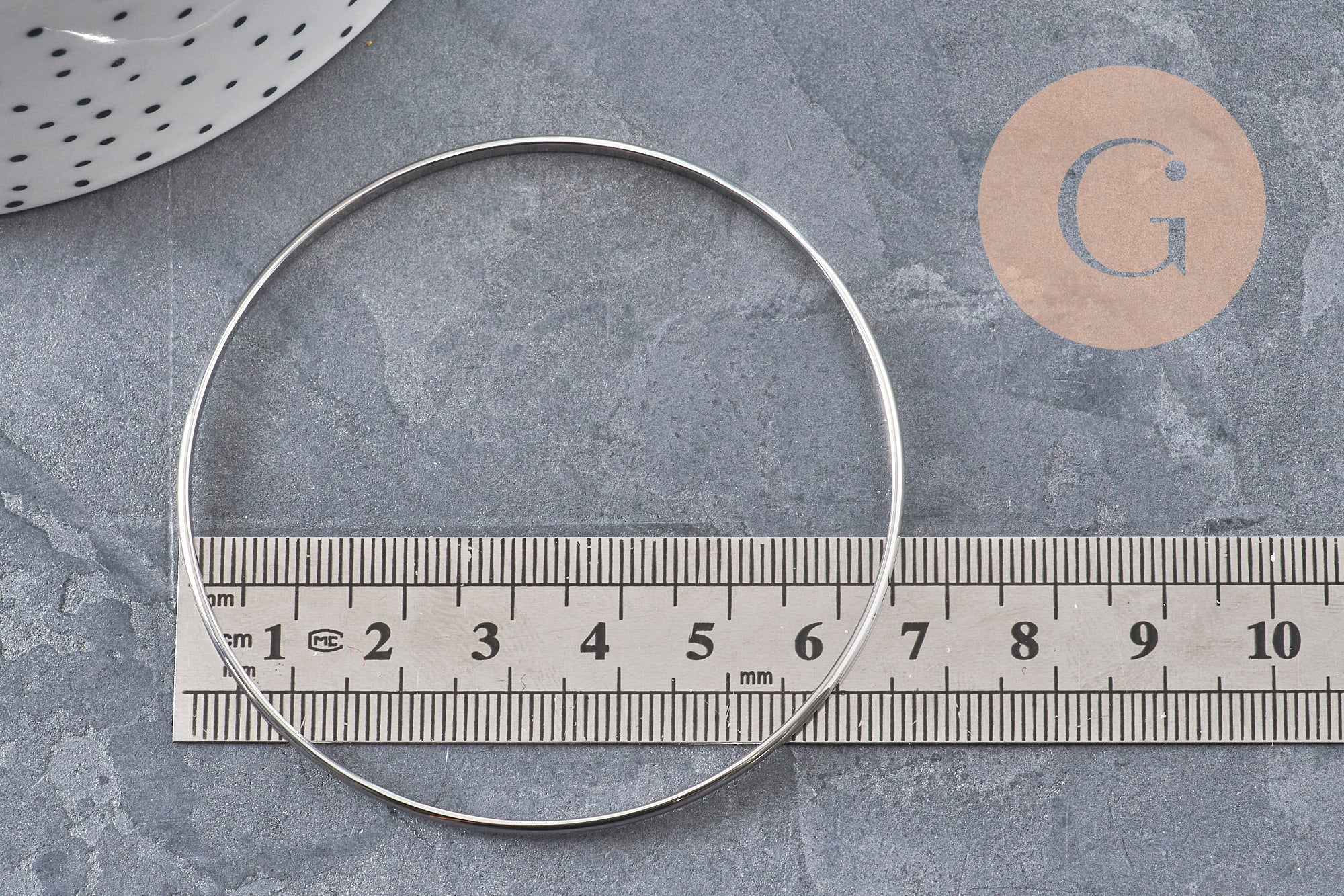 Bracelet jonc lisse acier 304 inoxydable platine 65mm, x1 (G11150)