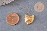 Raw brass tiger relief pendant 16mm, x1 (G10163)