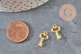 Dijes de llave de zamac dorado 15.5mm, x10 VÁLIDO