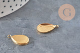 Pendentif goutte support cabochon acier 304 inoxydable doré IP 14x9mm, x1 (G11218)