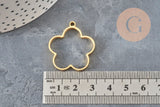 Gold-plated 304 Stainless Steel Flower Pendant, open back, 22.5mm, x1 VALID