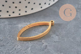 Oblong droplet pendant, 304 gold IP stainless steel, open back, 38mm, x1 VALID