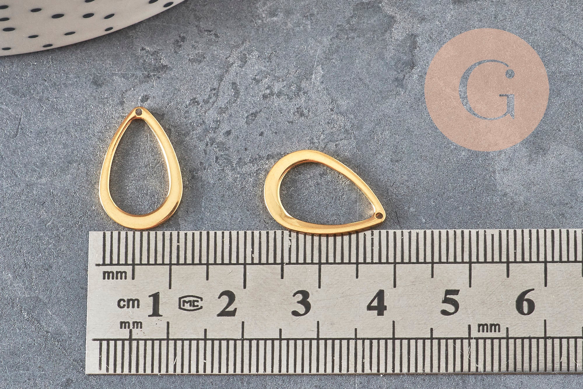 Pendentif goutte acier 201 inoxydable doré 24K 17mm, x5 (G11289)