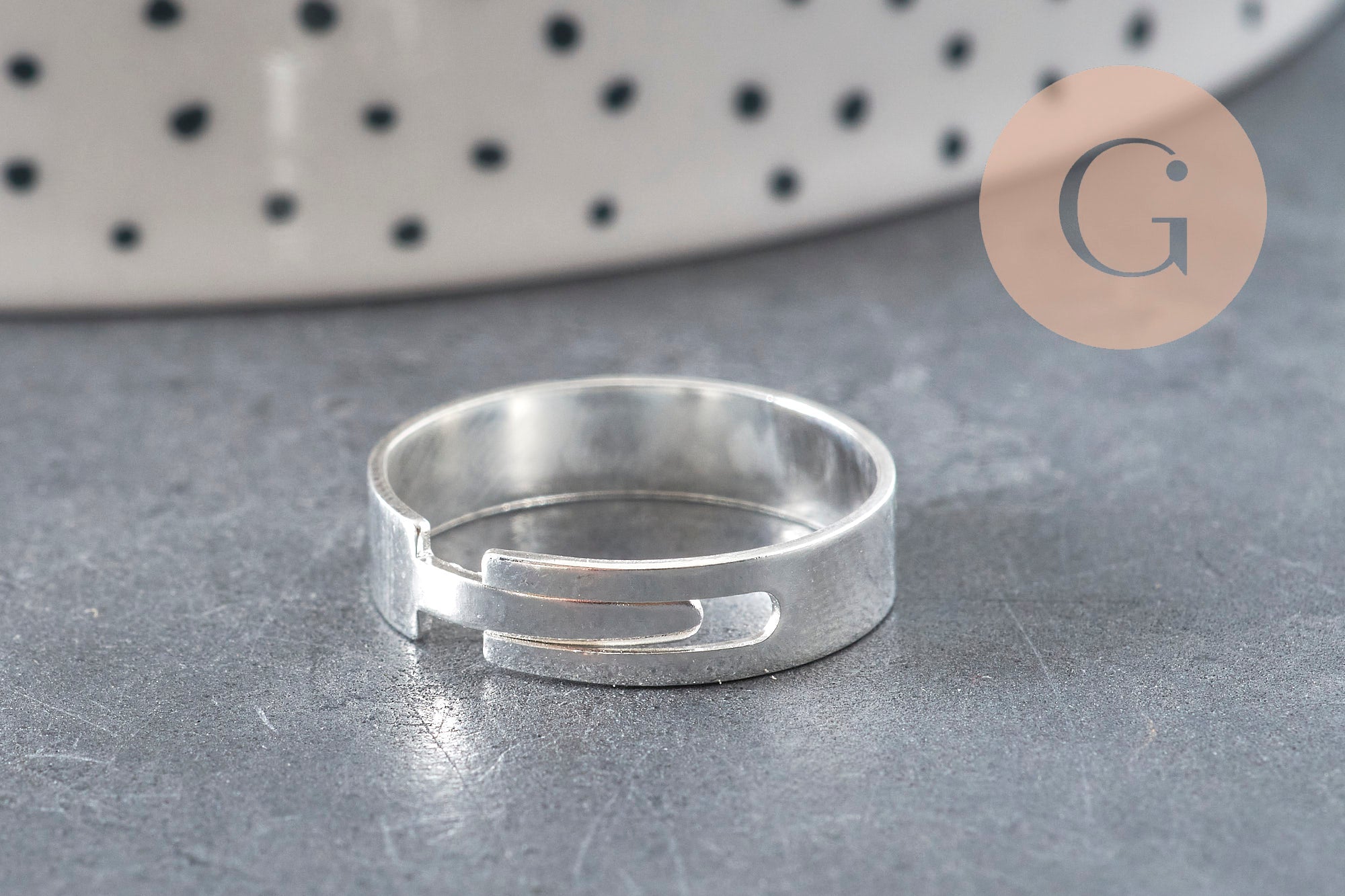 Adjustable customizable ring gold stainless steel 18mmx10mm, x2 (G6870)