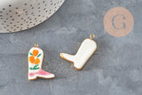 Colgante de bota vaquera con flores de acero inoxidable 304 chapado en oro IP de 33mm, x1 VÁLIDO