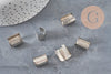 15mm crimp-end cord tips (round, iron, platinum), x10 VALID