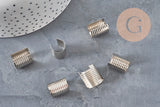 15mm crimp-end cord tips (round, iron, platinum), x10 VALID
