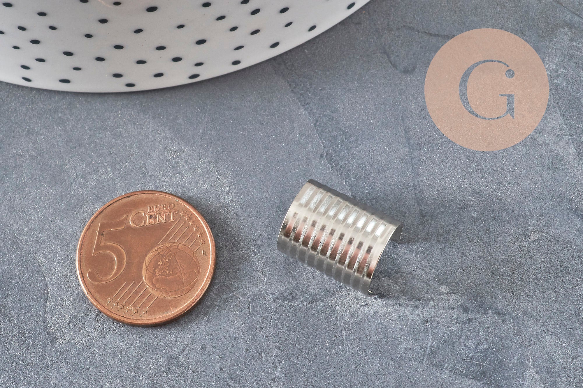 15mm crimp-end cord tips (round, iron, platinum), x10 VALID