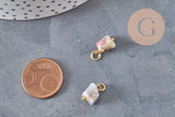 Natural tourmaline cube charm, gold-plated brass, 11.5mm, x1 VALID