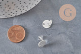 Clous-puces oreille disque texturé acier 304 inoxydable argent 1 trou 12mm, la paire (G11281)