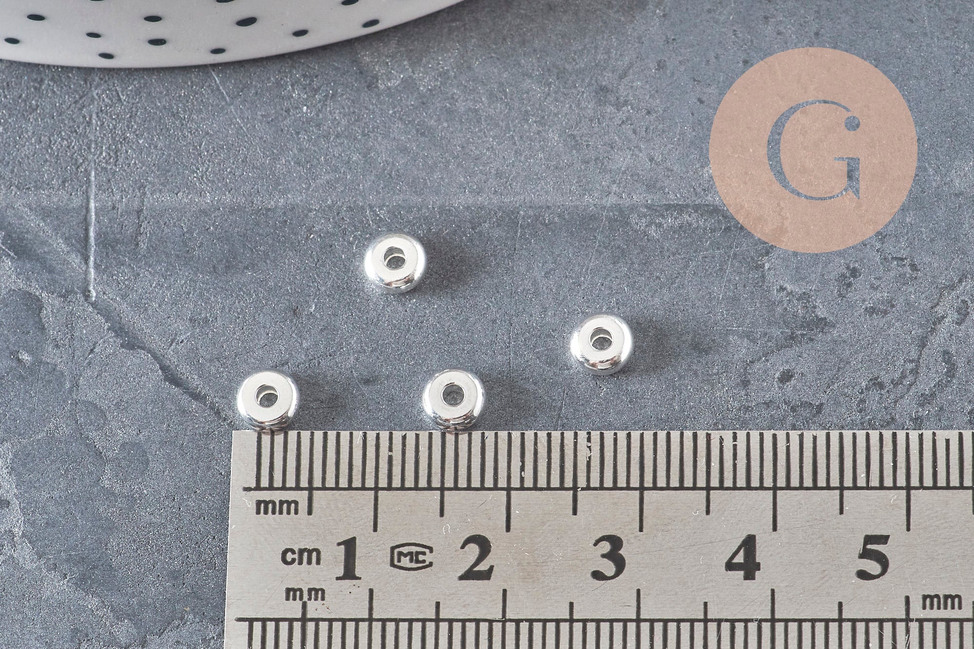Perles intercalaires rondelles acier 304 inoxydable argenté 5mm, x10 (G11173)