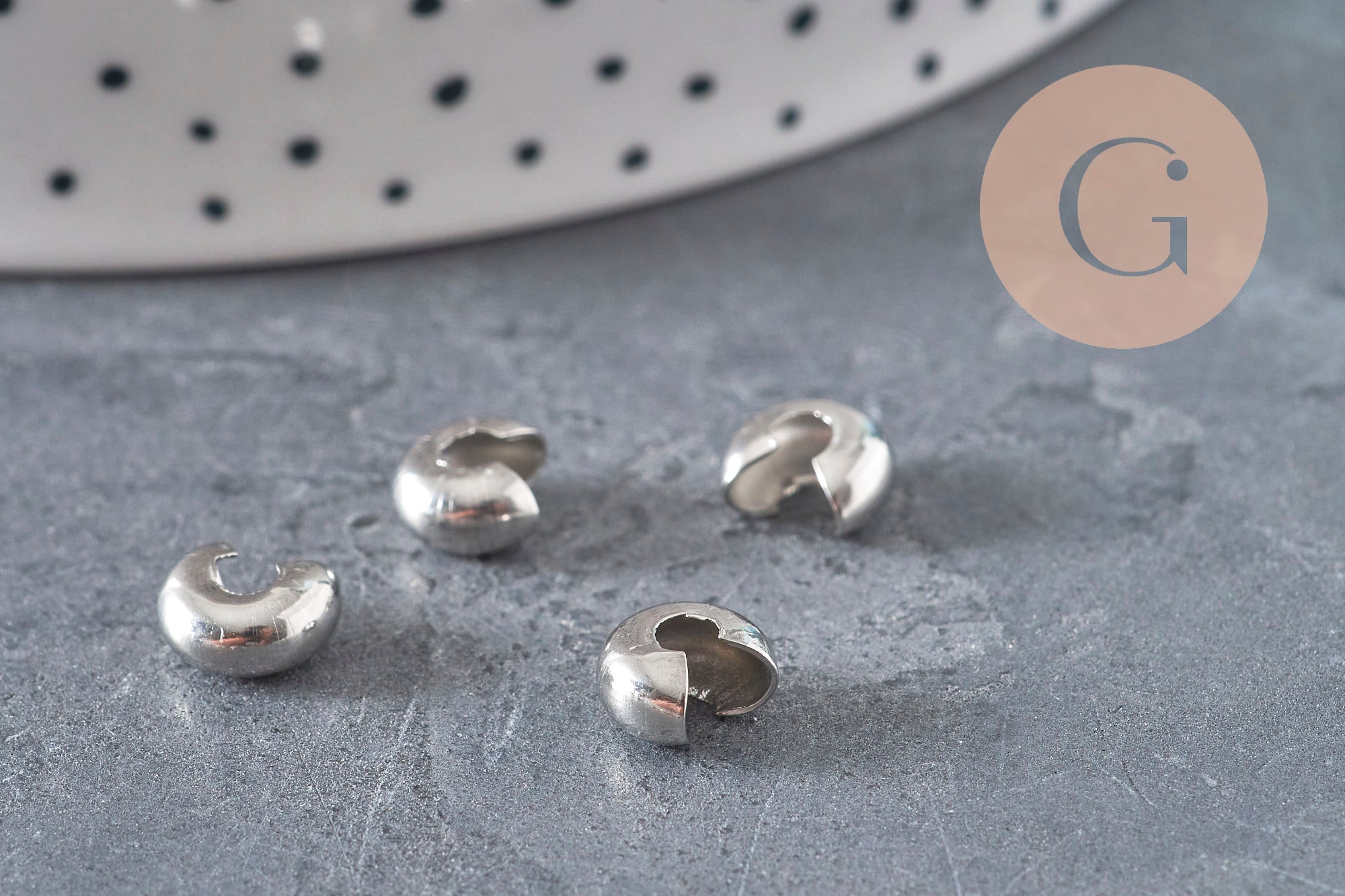 Crimp bead covers, 304 stainless steel, platinum, 8x7mm, x20, VALID