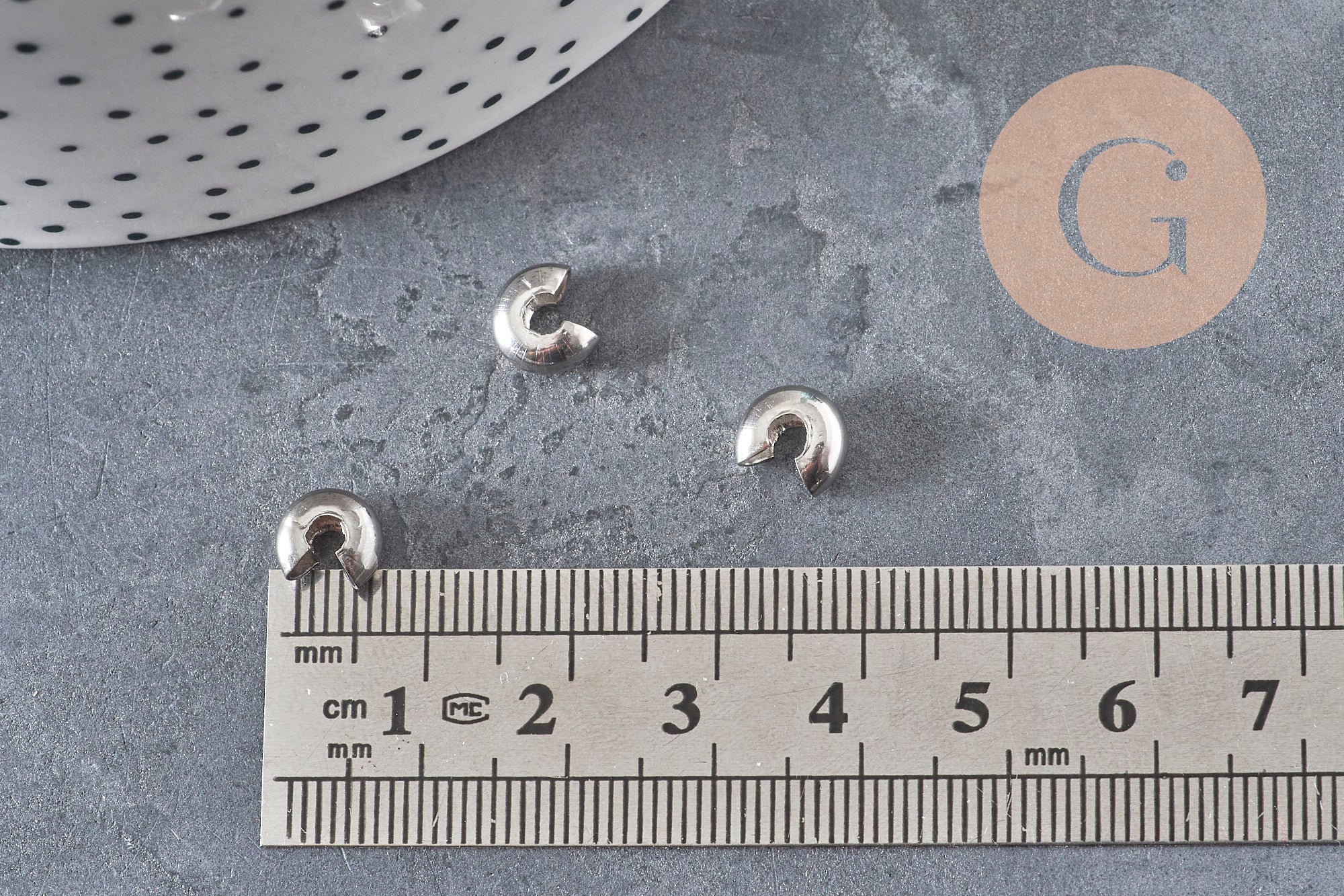 Crimp bead covers, 304 stainless steel, platinum, 8x7mm, x20, VALID