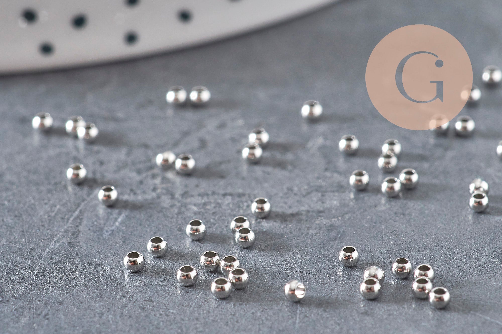 Perles à écraser acier 316 inoxydable platine 2mm, x50 (G11174)