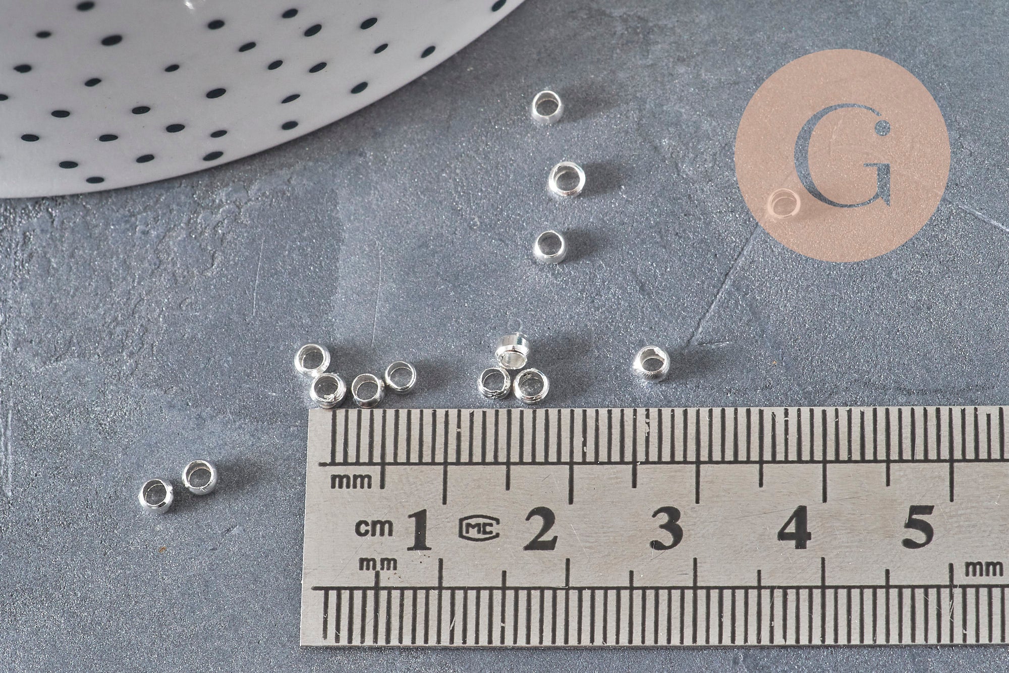 Silver-plated brass crimp beads 3x2mm, x2 Grams