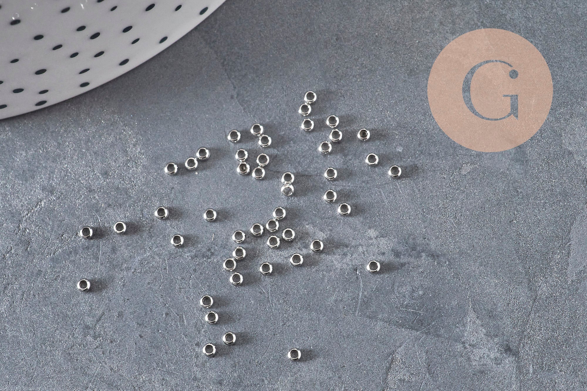 Crimp beads washer stainless steel 316 platinum 1.9mm, x50 VALID