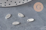 Pendentif médaille ovale acier 201 inoxydable argenté 9x5mm, x10 (G11287)