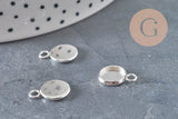 Pendentif rond support cabochon acier 201 inoxydable argenté 8mm, x1 (G11192)
