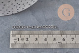 Cadena de extensión de acero inoxidable platino 47-53mm, x5 VÁLIDO