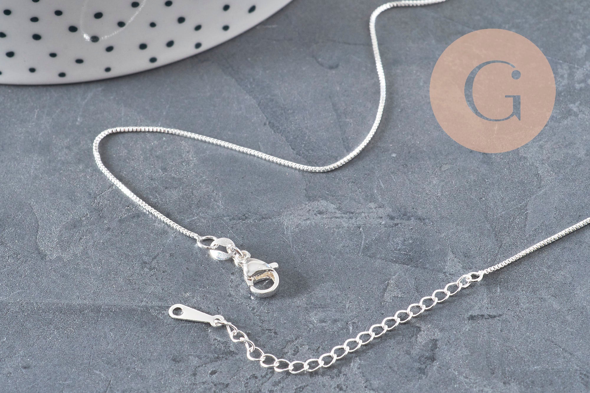 Collier chaine vénitienne laiton argenté 0.9mm/45cm, x1 (G11201)