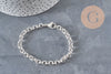 Pulsera de malla rolo de acero inoxidable 304 plateado de 6 mm, 19.1 cm, x1 VÁLIDO