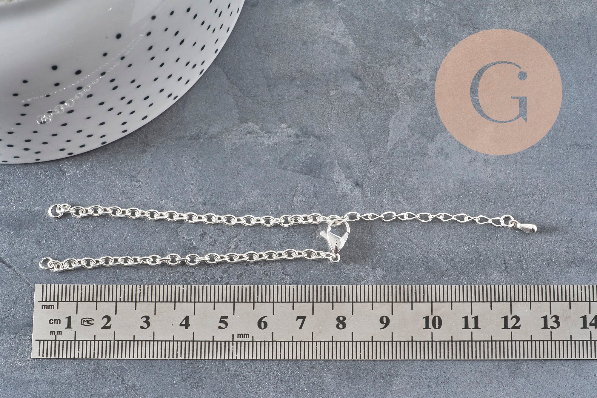 304 Stainless Steel Silver Plated Cable Chain Bracelet Base 4mm/15.5cm, x1 VALID