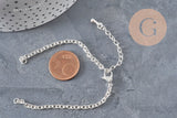 304 Stainless Steel Silver Plated Cable Chain Bracelet Base 4mm/15.5cm, x1 VALID