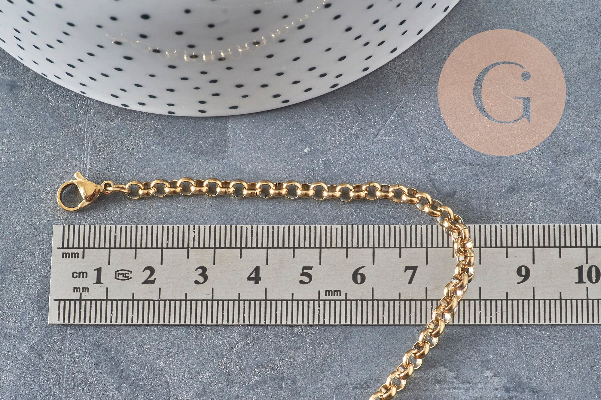 Rolo chain necklace 304 stainless steel gold PVD 4mm/45cm, x1 (G11220)