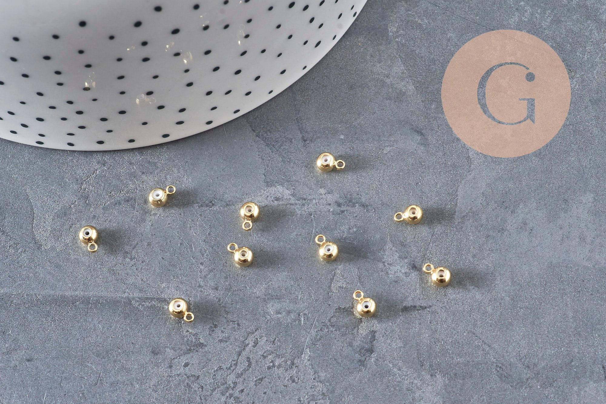 Enganche de goma para colgante de latón dorado 6.5x3.5mm, x10 VÁLIDO