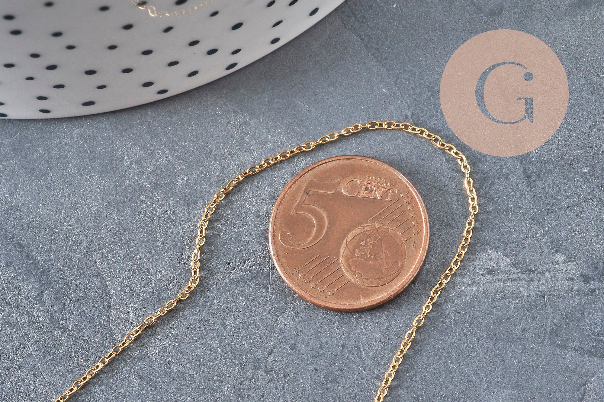 Adjustable IP gold-plated 304 stainless steel curb chain necklace, 2mm/51cm, x1 VALID