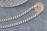 Curved flat link chain, 304 stainless steel, silver, 7x4.5mm, x1 meter VALID
