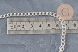 Curved flat link chain, 304 stainless steel, silver, 7x4.5mm, x1 meter VALID