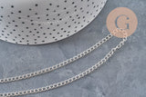Stainless steel 304 curved link chain, silver-plated, 4x3mm, x1 meter VALID