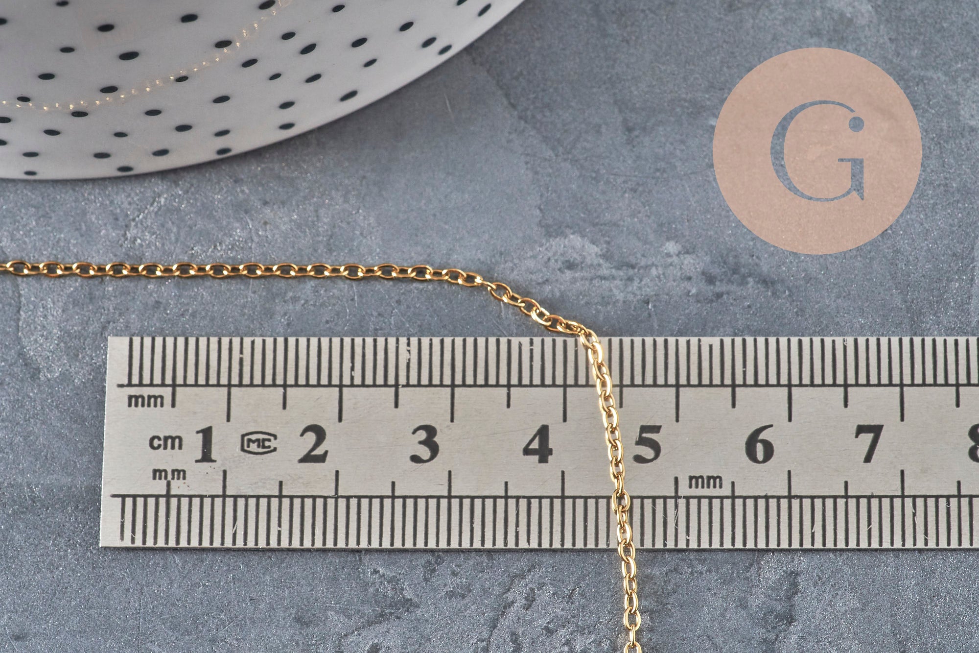 304 Stainless Steel IP Gold-Plated Mariner Chain 2mm, x1 meter (G11234)