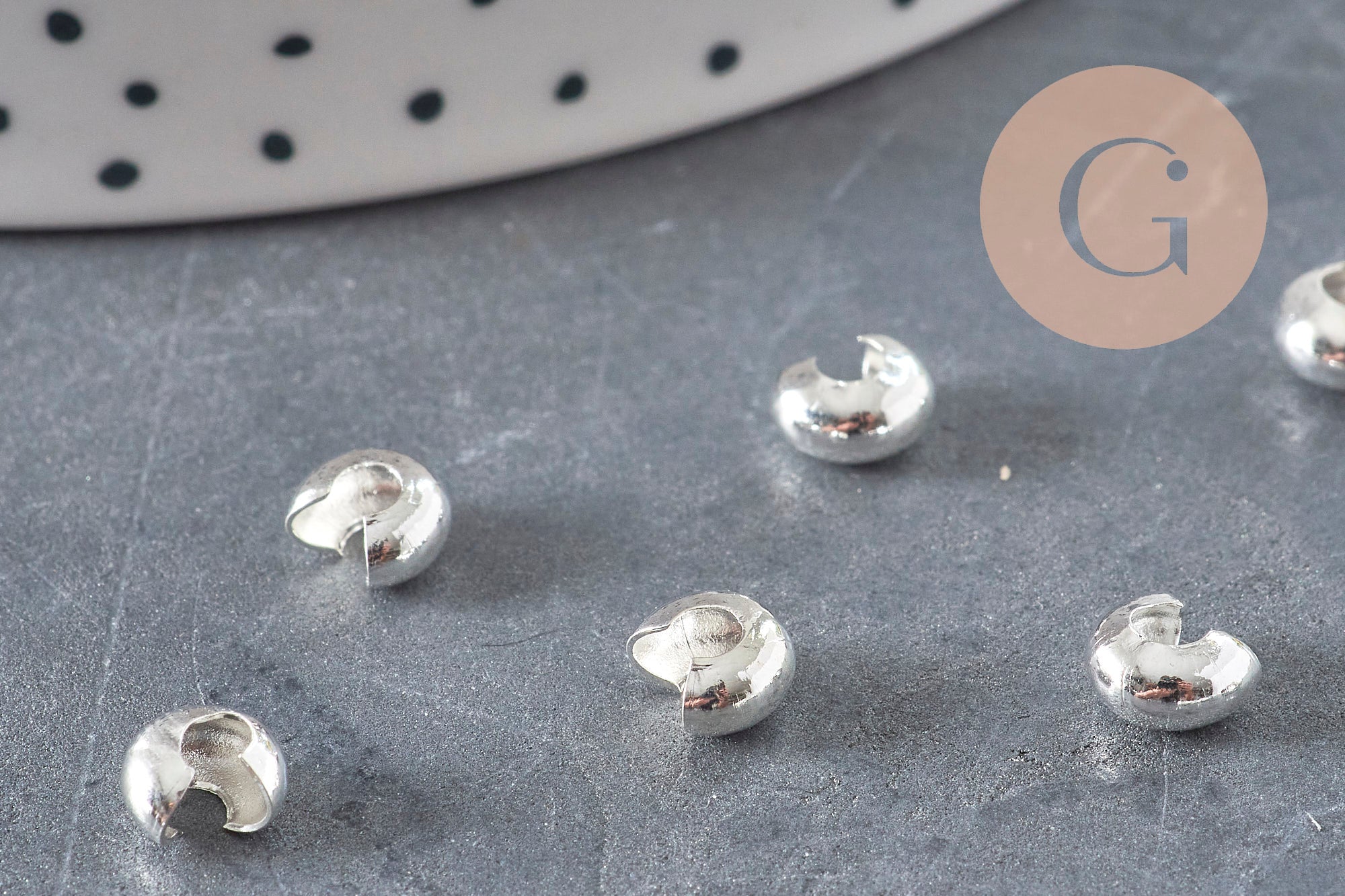Cubrebolas para aplastar de latón plateado liso de 4mm, x20 VÁLIDO