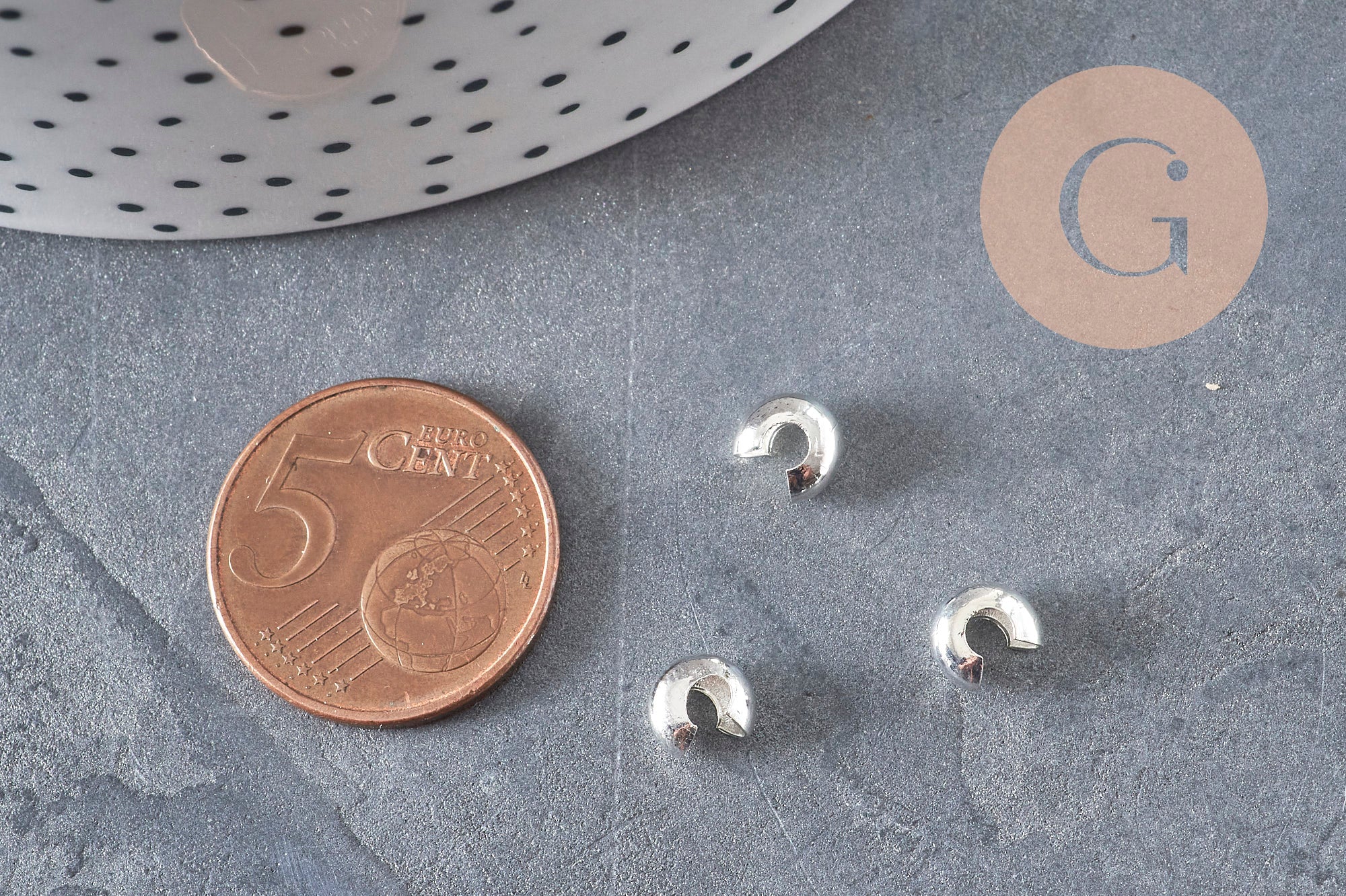 Cubrebolas para aplastar de latón plateado liso de 4mm, x20 VÁLIDO