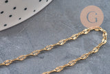 304 Stainless Steel Textured Fancy Chain, Gold IP 4mm, x1 meter (G11235)
