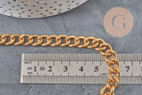 Curved link chain, 304 stainless steel, gold IP plated, 10mm, x1 meter (G11232)