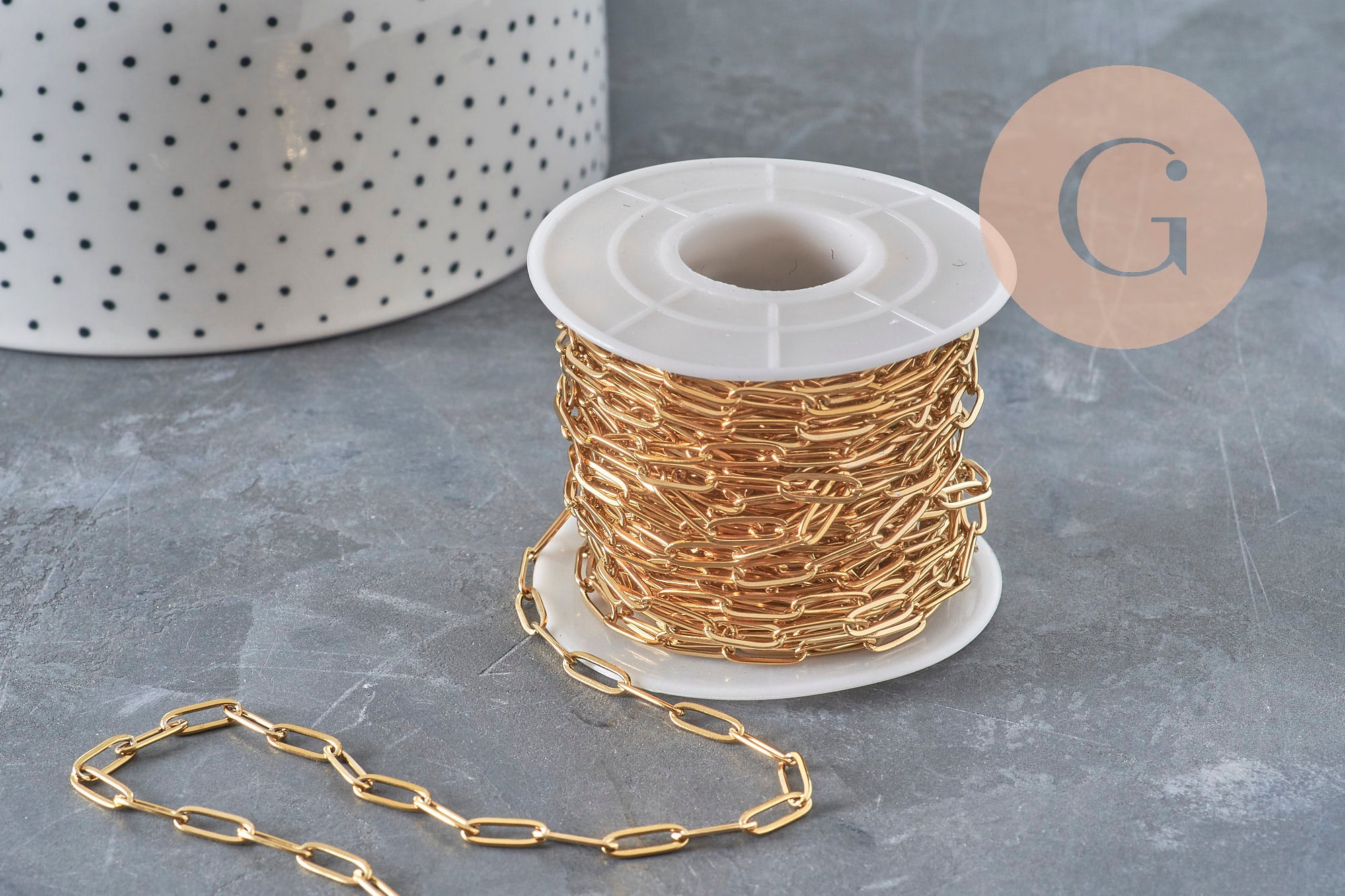 Stainless Steel 304 IP Gold Plated Rectangle Link Chain 10x3.5mm, x1 meter (G11219)