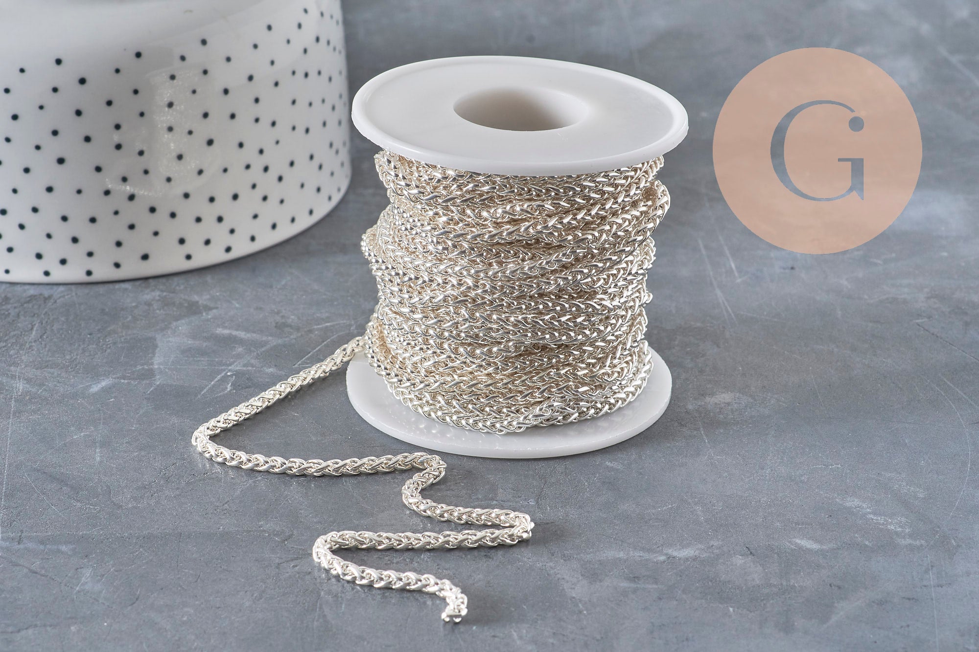 Silver-plated 304 stainless steel rope chain, 4.5mm, x1 meter VALID