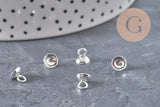 Bélière pendentif coupelle en acier 201 inoxydable argenté 6mm, x5 (G11170)