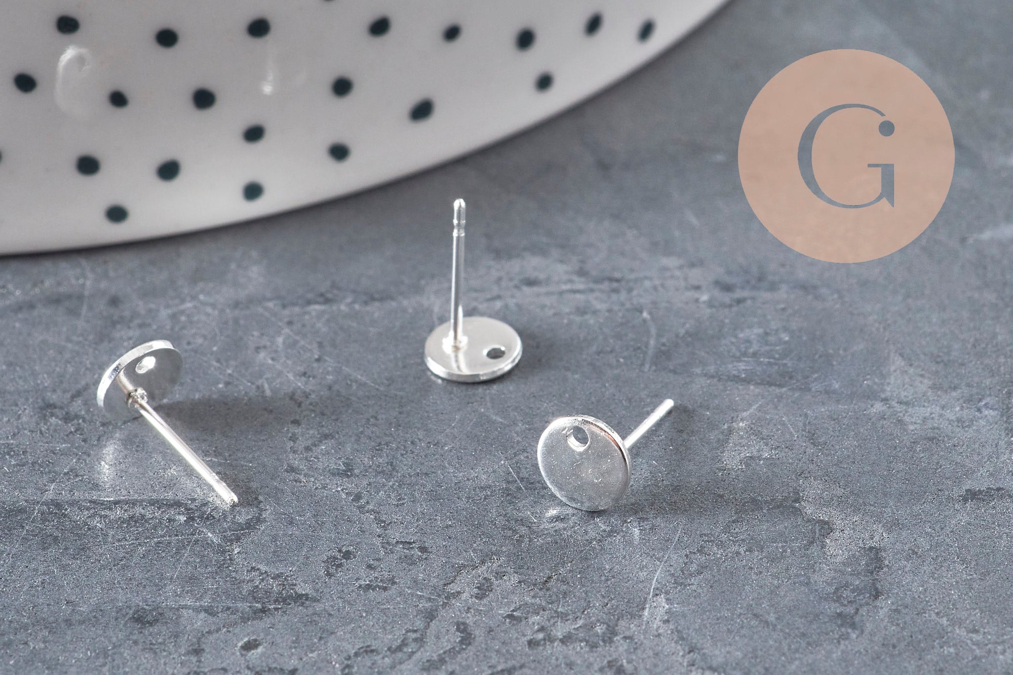 Pendientes redondos de acero inoxidable 304 chapado en plata 925 texturizado de 12 mm, el par VÁLIDO