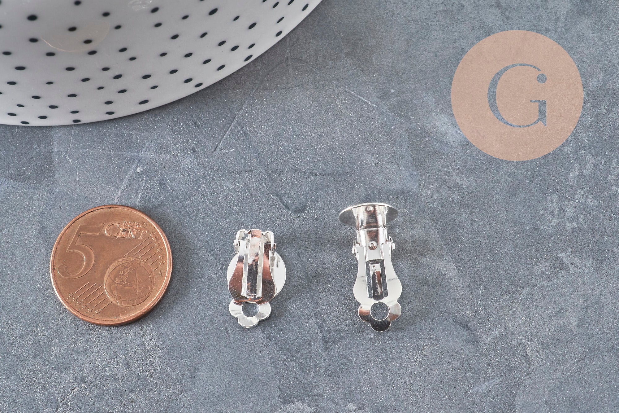 Supports boucles d'oreilles à clip acier 304 inoxydable argenté 16mm, x10 (G11175)