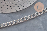 Cadena curva acero inoxidable 304 platinada 6.5mm, x1 metro VÁLIDO