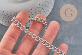 Cadena curva acero inoxidable 304 platinada 6.5mm, x1 metro VÁLIDO