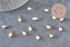 Peach pink freshwater pearl charm drop brass 11mm, x1 VALID