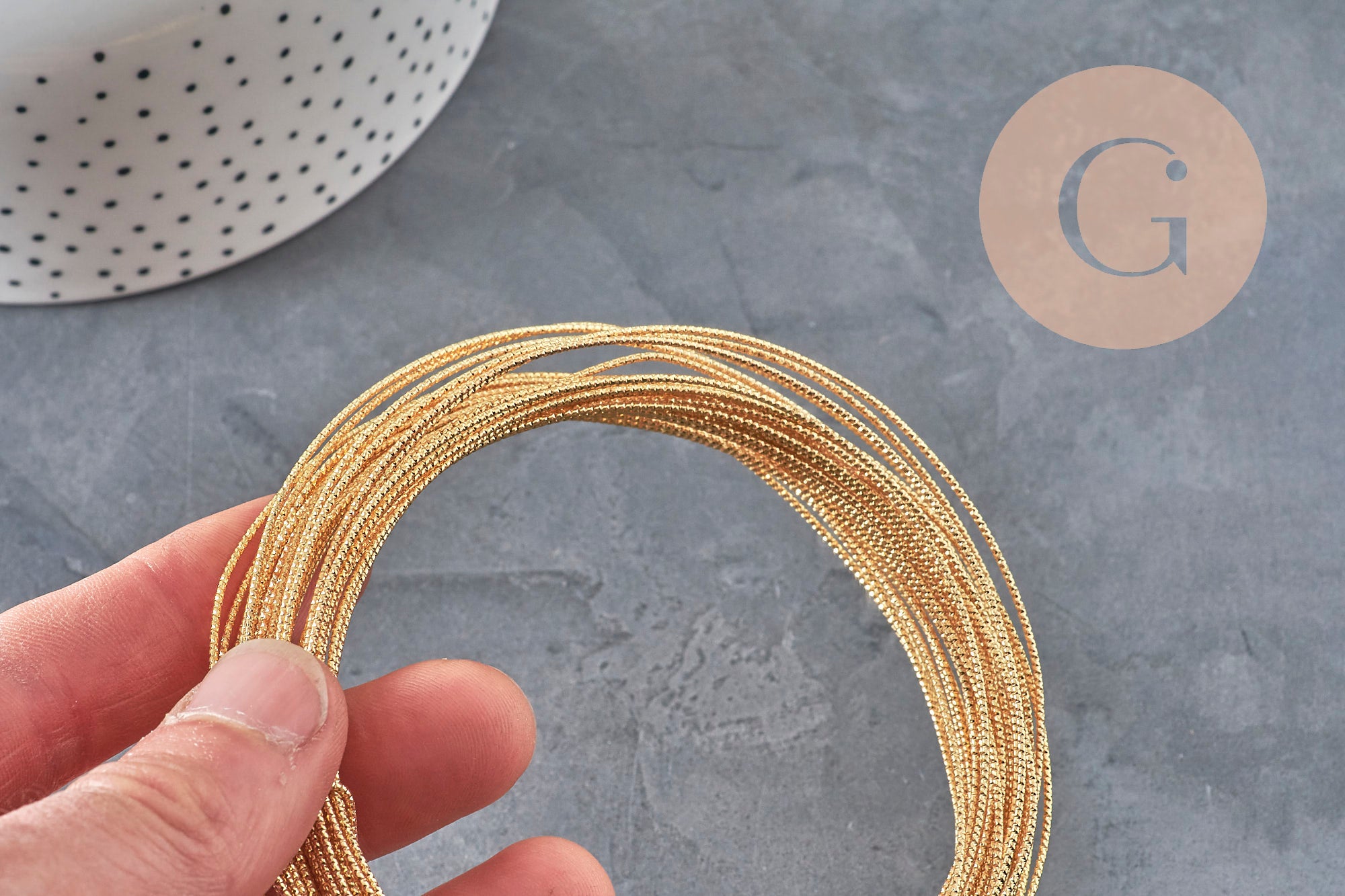 Alambre metálico de cobre dorado de 18K trenzado de 1mm, x1 metro VÁLIDO
