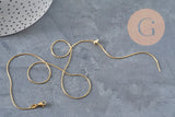 Adjustable snake chain necklace, 304 stainless steel, gold IP, 0.8mm/51cm, x1 VALID