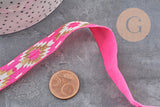 Cinta elástica con estampado azteca rosa oro 16mm, 1/5/10 Metros (G1809)
